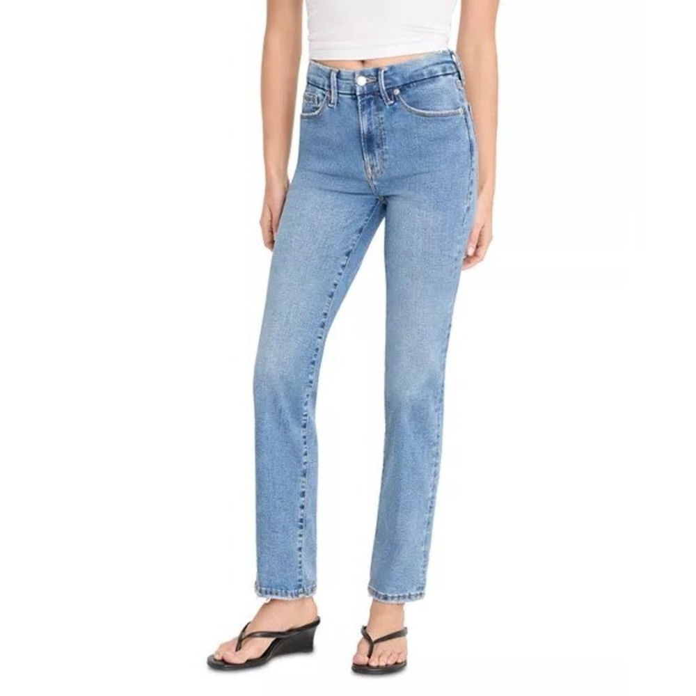 Good American Good Legs Straight Jeans Light Blue Mid Rise Size 00/24